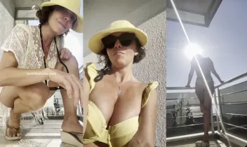 Karolin Fişekci Youtube Katıl ifşa - Sarı bikini ile balkonda Posteri